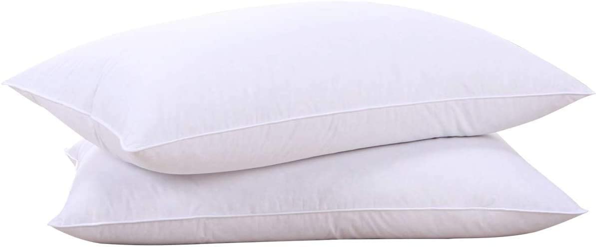 White Goose Feathers and Down Cotton Pillows Set of 2 King Size I248402