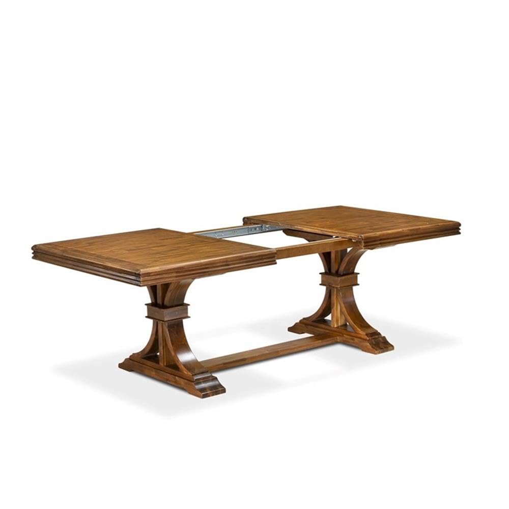 9-Piece Walnut Acacia Wood Dining Set with Faux Leather Chairs M573