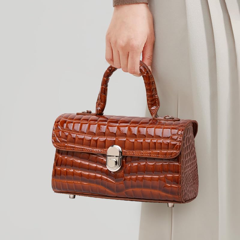 Genuine Cowhide Crocodile Embossed Crossbody Shoulder Bag O83325