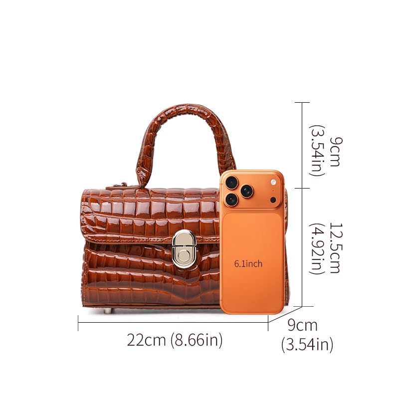 Genuine Cowhide Crocodile Embossed Crossbody Shoulder Bag O83325