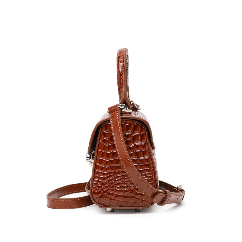 Genuine Cowhide Crocodile Embossed Crossbody Shoulder Bag O83325