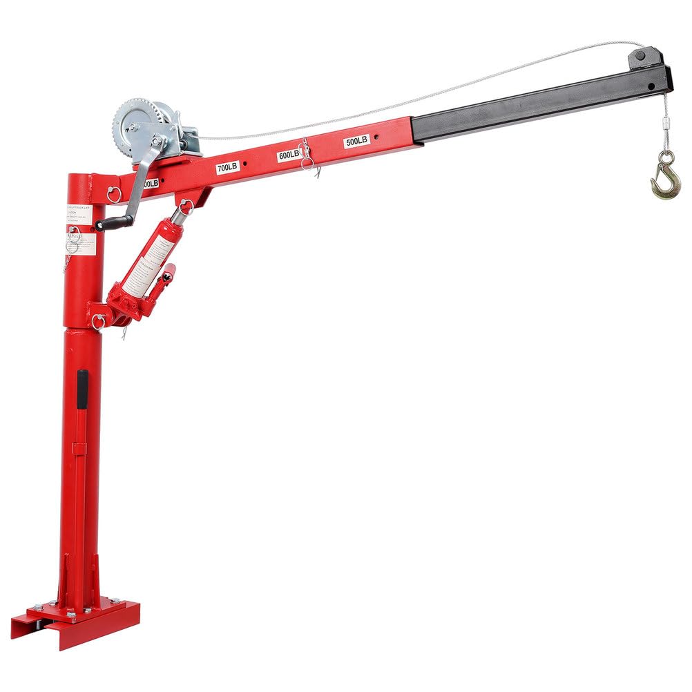Pickup Truck Crane with Manual Winch, 1000 lb Capacity, Adjustable Boom, 360° Swivel Base, Heavy Duty Steel R9915