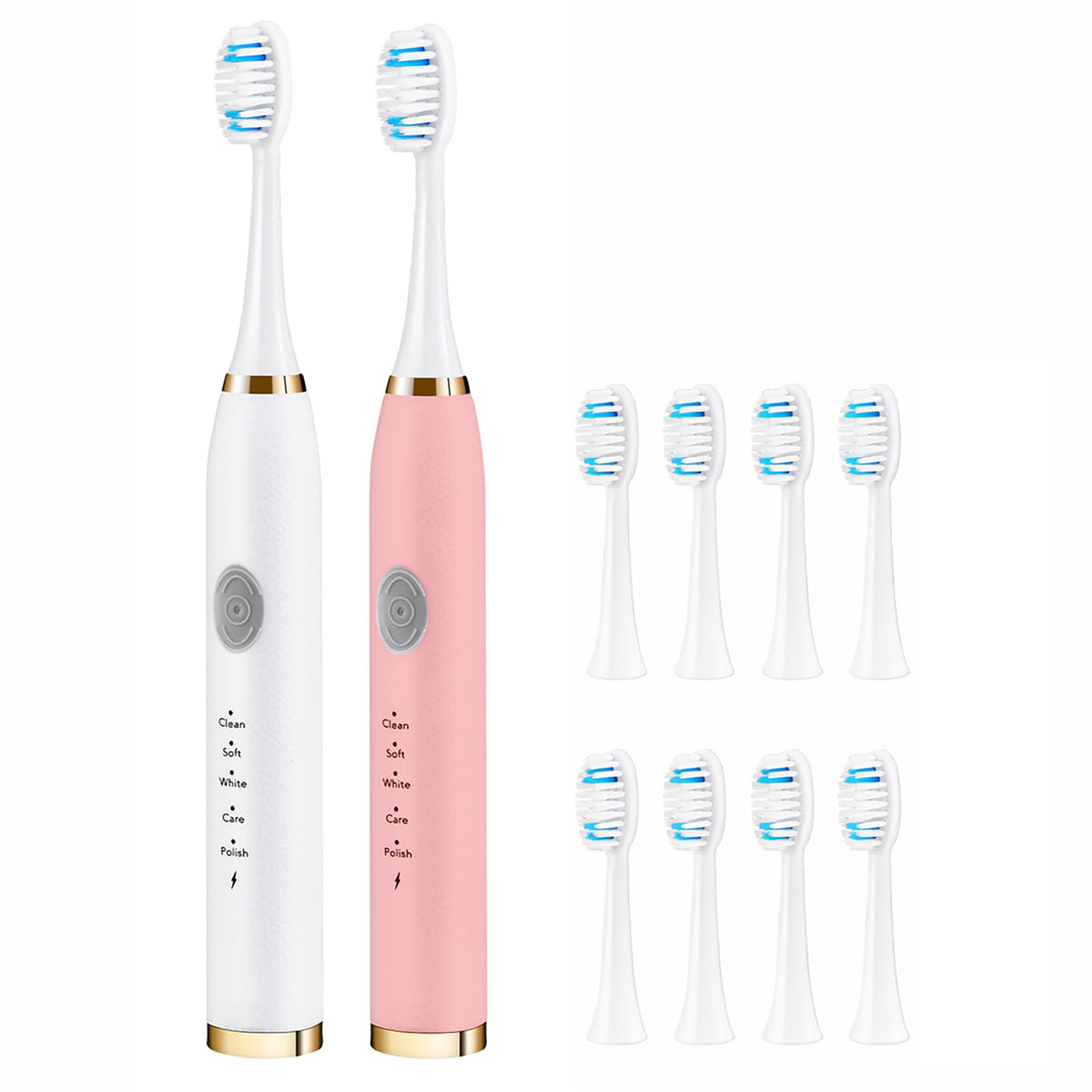 2 Pack Electric Toothbrush with 10 Replacement Brush Head C86456