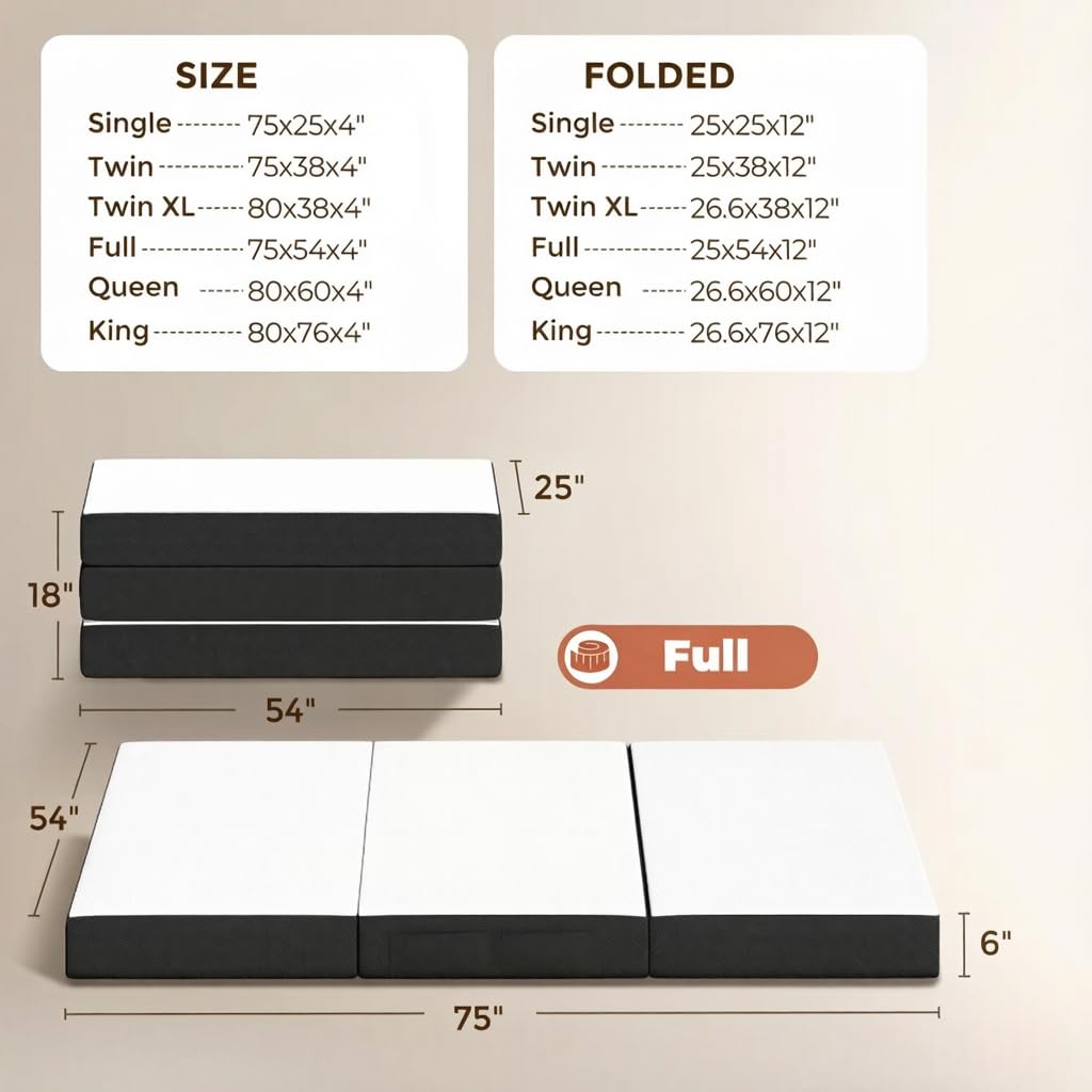 6 Inch Trifold Memory Foam Mattress W519821