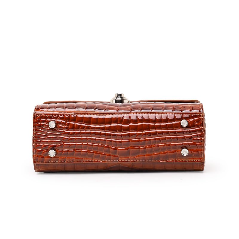 Genuine Cowhide Crocodile Embossed Crossbody Shoulder Bag O83325