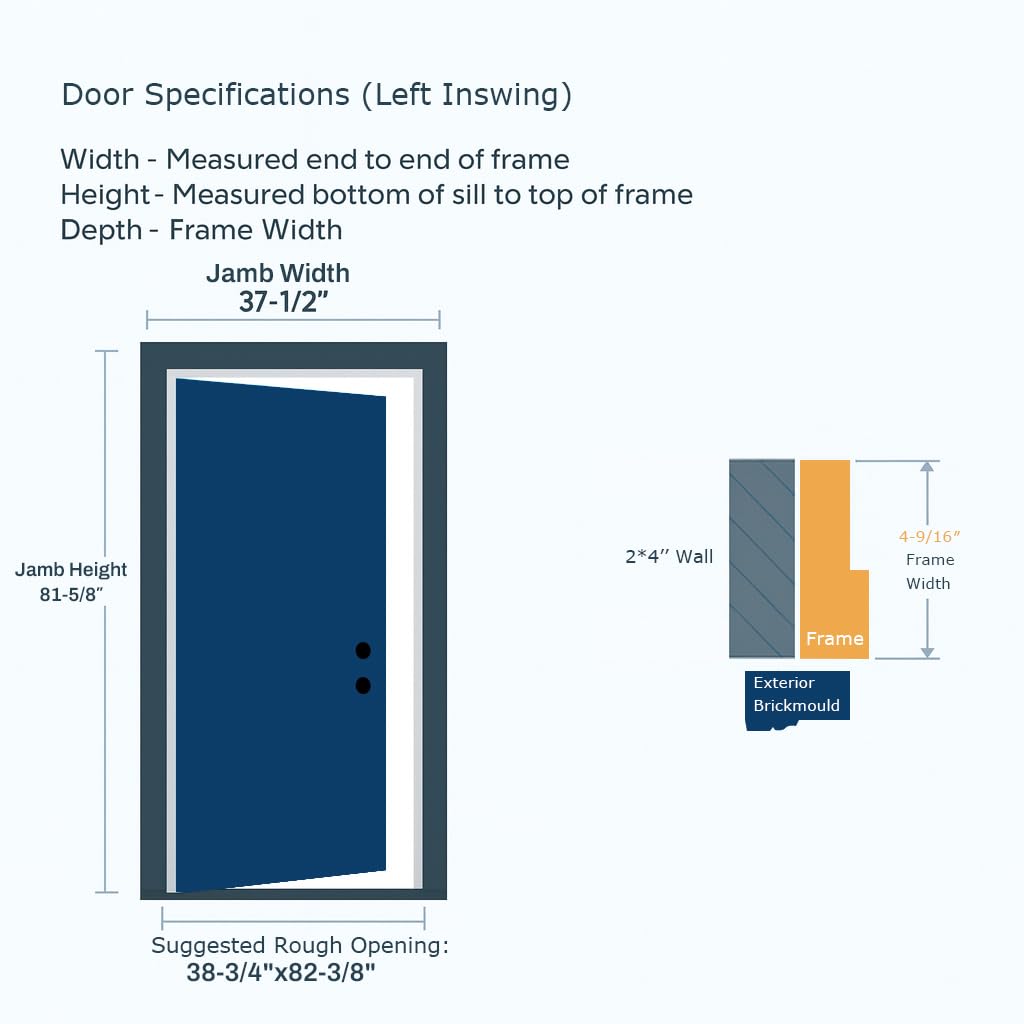 Fiberglass Front Door 36" x 80" Left-Hand Inswing Black X12808