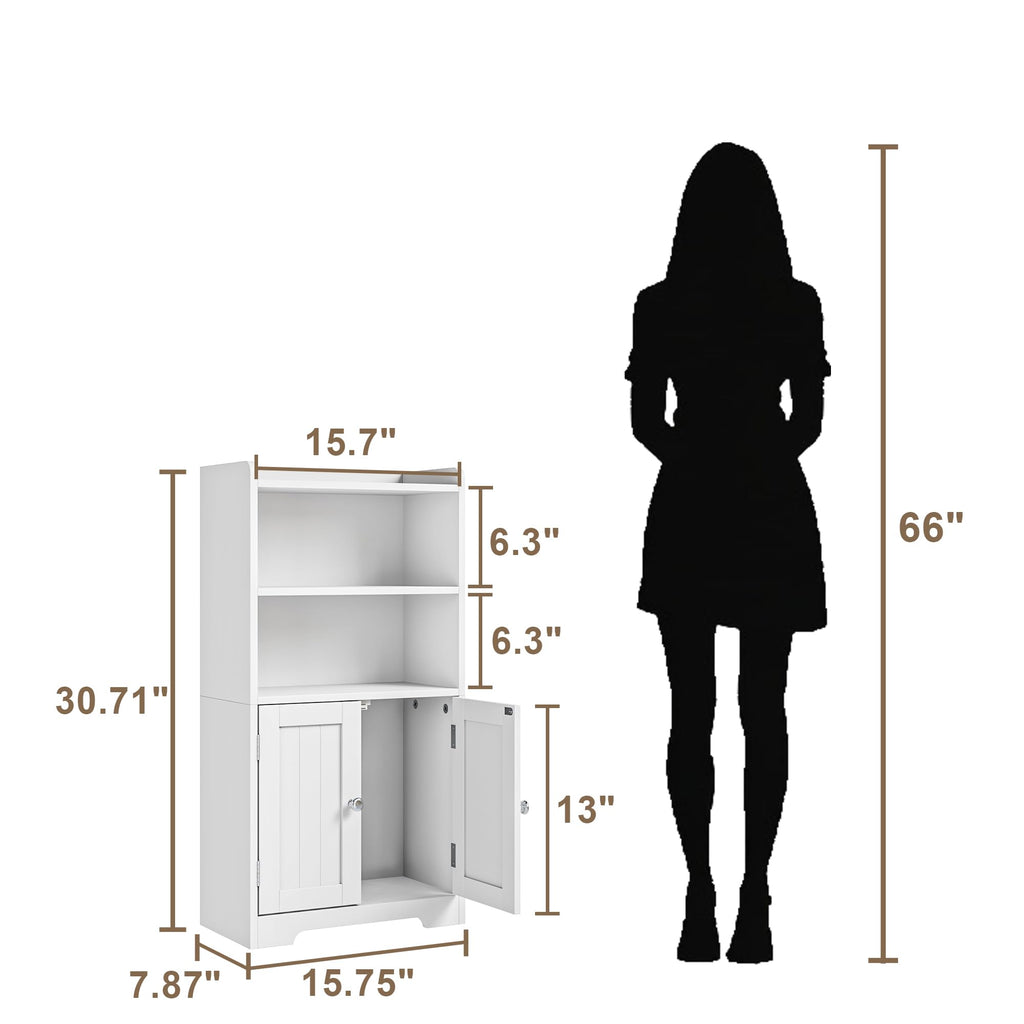 Small Bathroom Storage Cabinet with 2 Door and Shelves Q91770