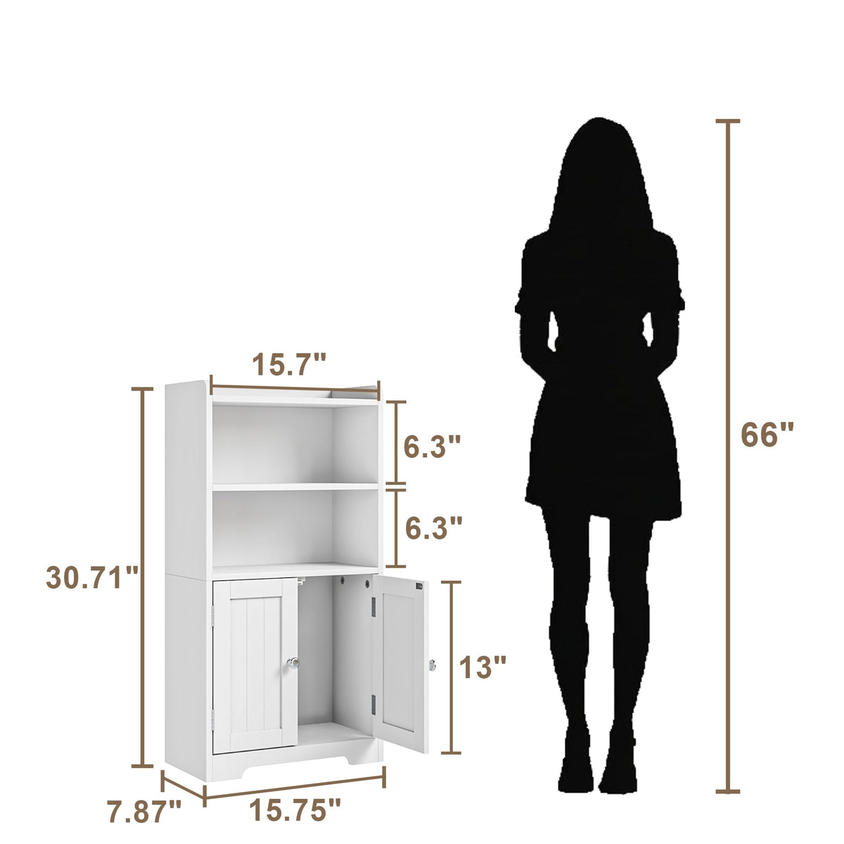Small Bathroom Storage Cabinet with 2 Door and Shelves Q91770
