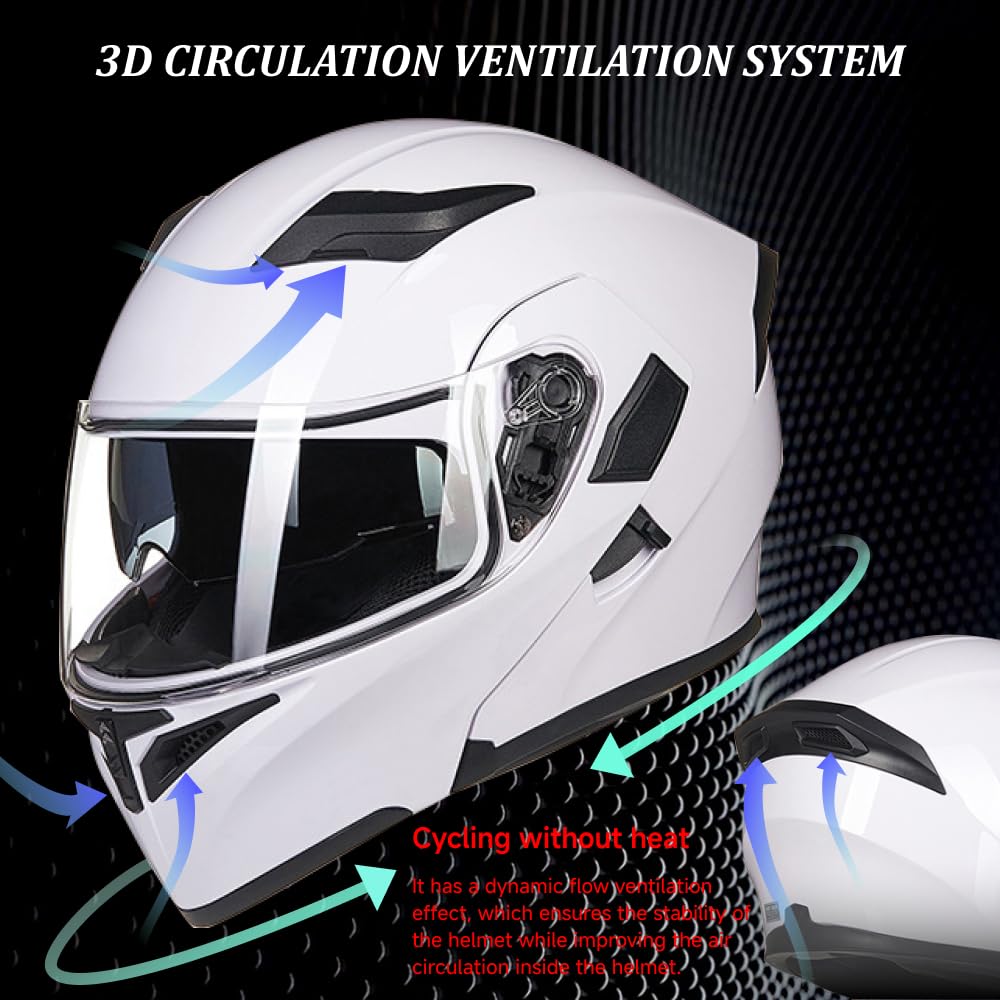 DOT Approved Flip-Up Full Face Modular Motorcycle Helmet with Dual Visors Q96724