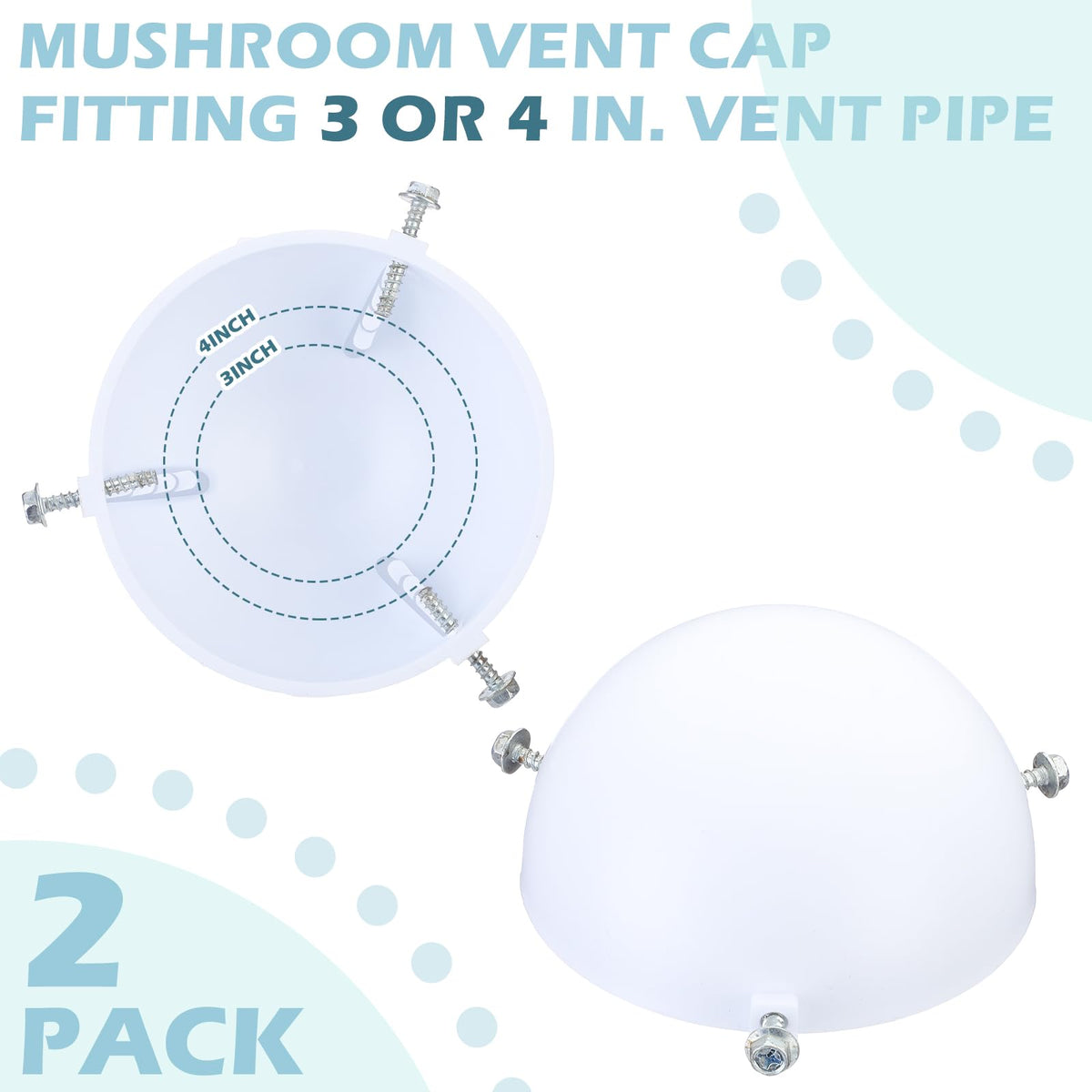2 Pcs White Mushroom Vent Cap R95876