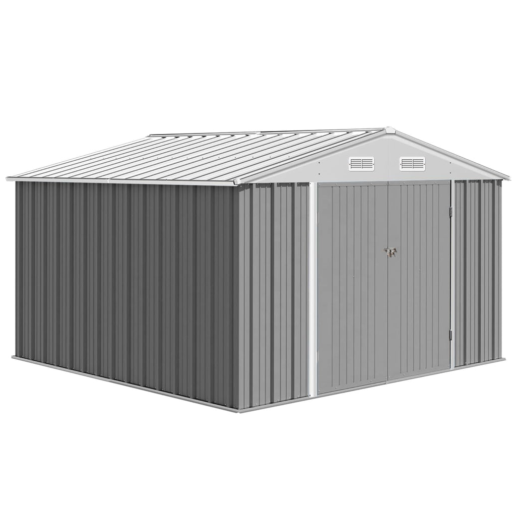 12X10FT Metal Storage Shed with Lockable Doors F186