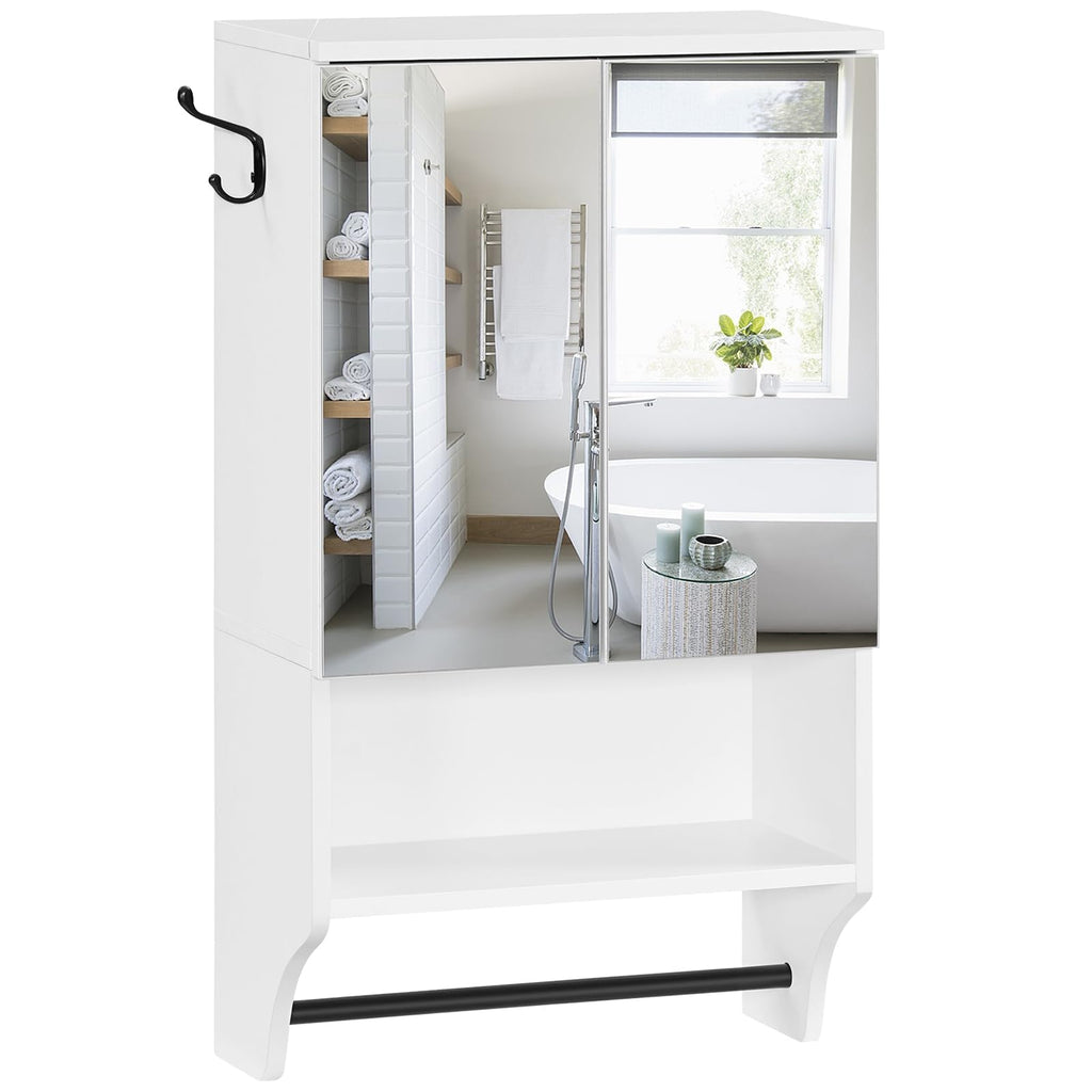 White Wall Mounted Bathroom Cabinet with Mirror and Adjustable Shelf Z7366