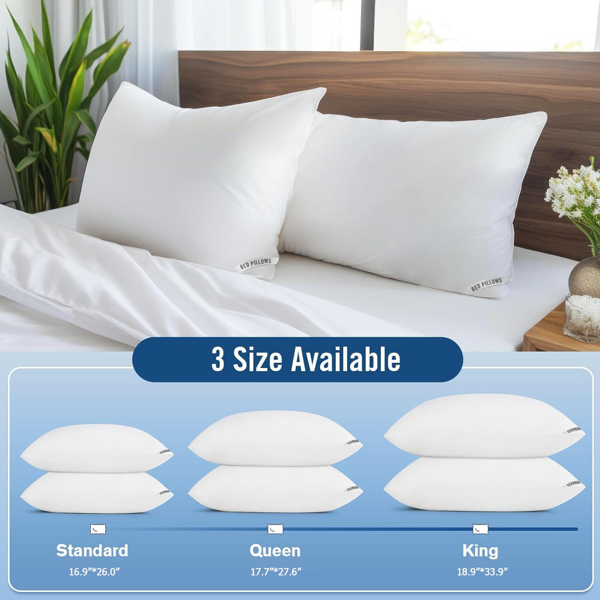 King Size 2 Pack Bed Pillows J627