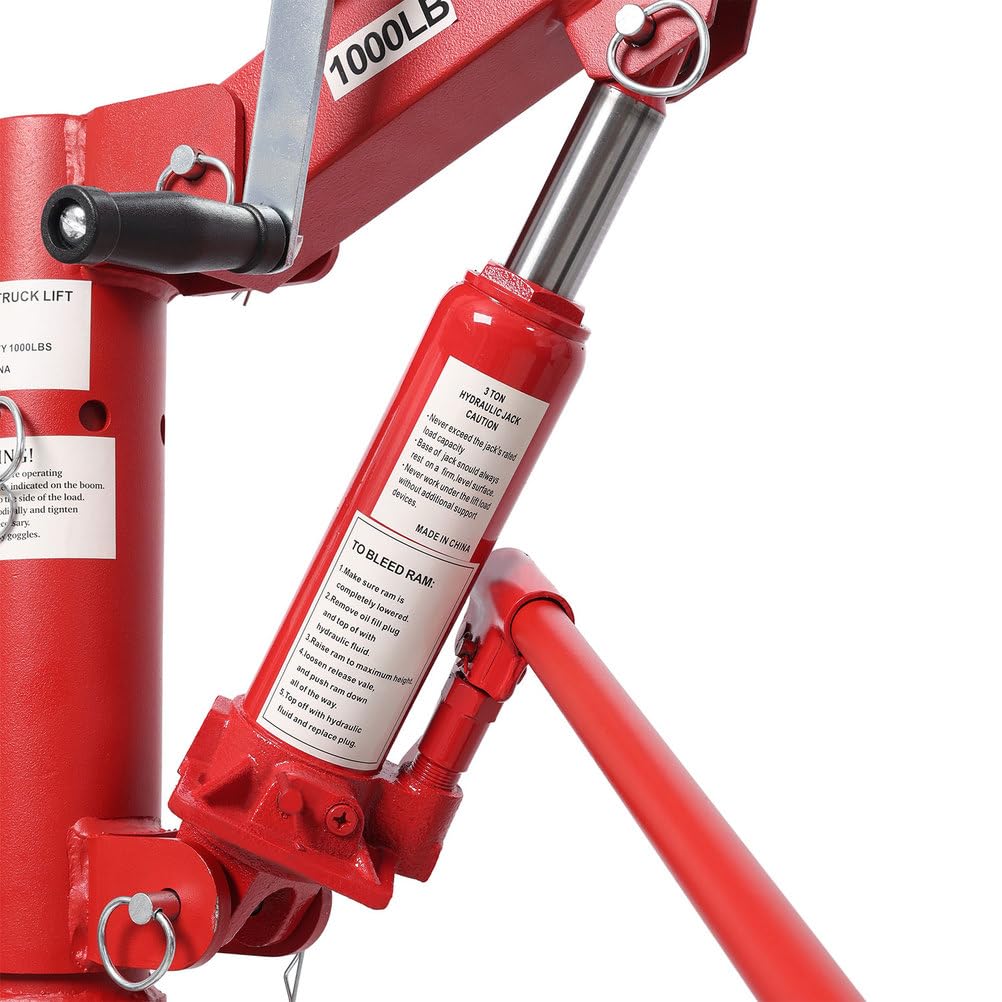 Pickup Truck Crane with Manual Winch, 1000 lb Capacity, Adjustable Boom, 360° Swivel Base, Heavy Duty Steel R9915