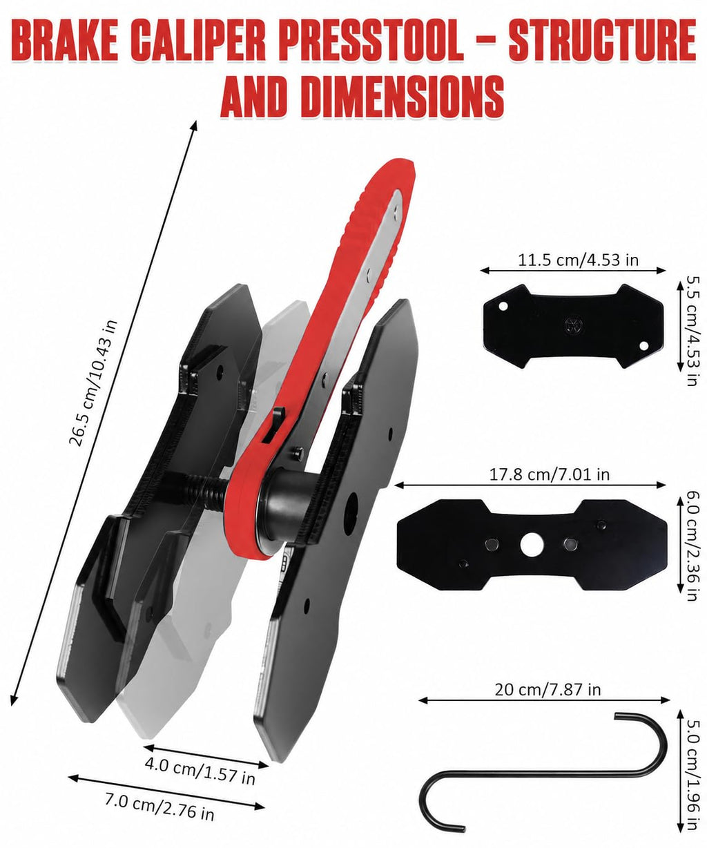 Brake Caliper Compression Tool with 2 Steel Plates and 2 Hooks Q4341