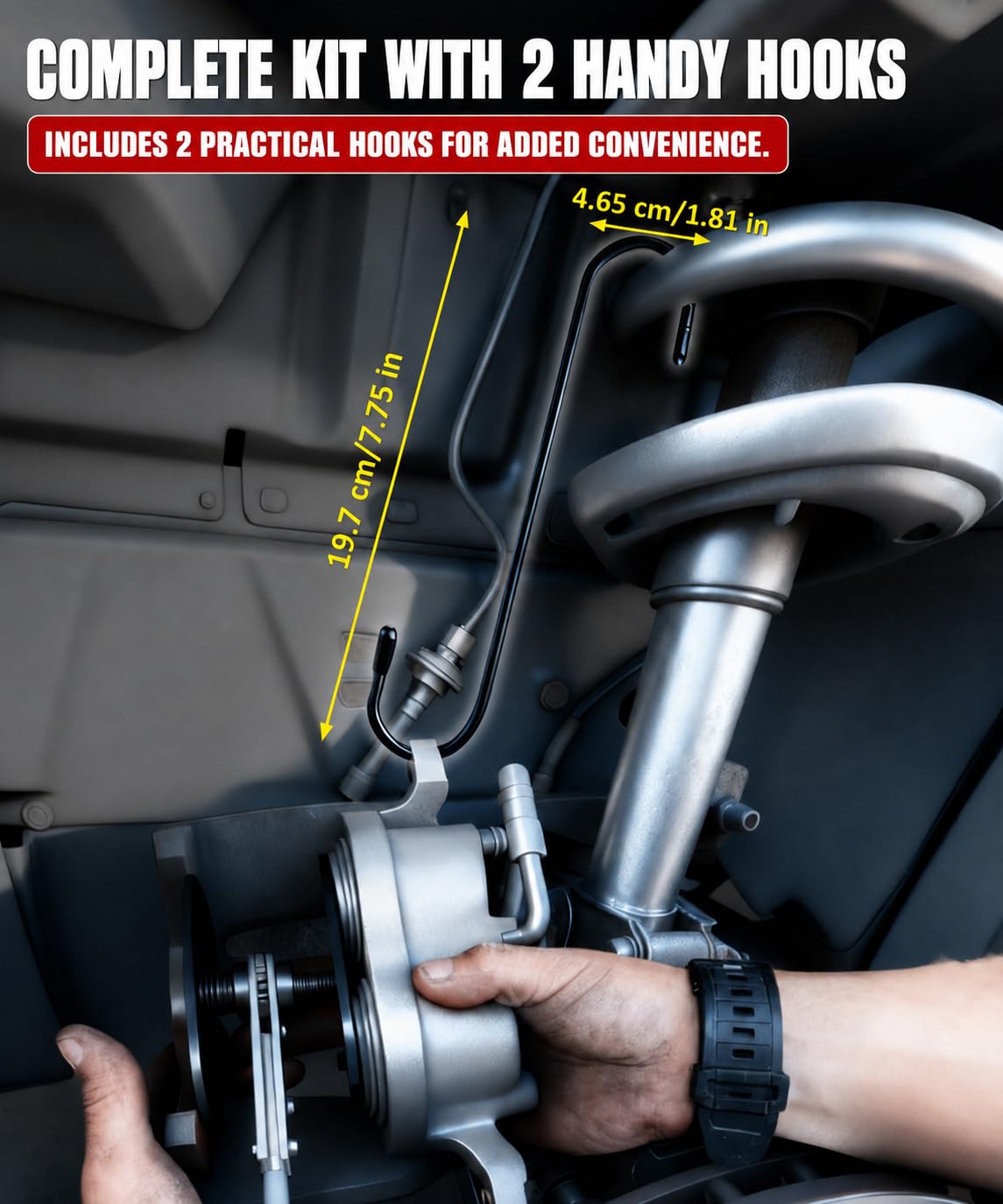 Brake Caliper Compression Tool with 2 Steel Plates and 2 Hooks Q4341