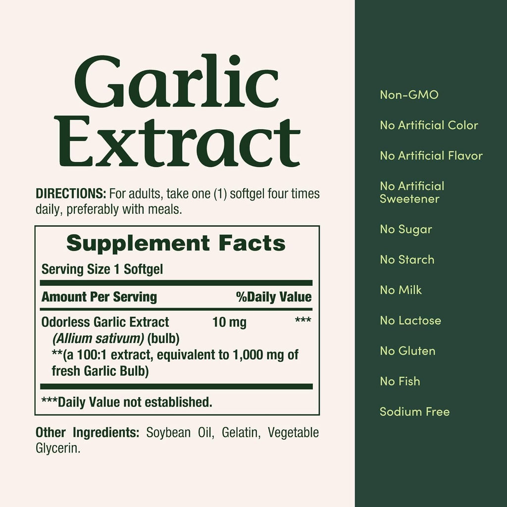 Garlic Extract Supplement, 1000mg, 100 Count O194