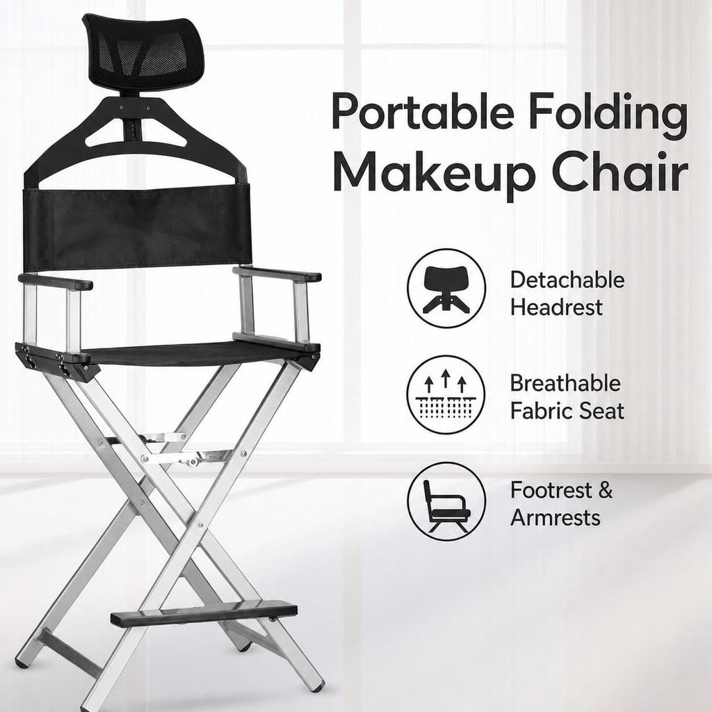 Folding Makeup Artist Chair with Headrest J2106