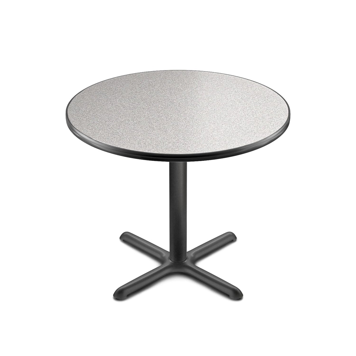 Round 36 in Diameter 30 in Dining Height Black Frame Gray Laminate Cafe Table I511374
