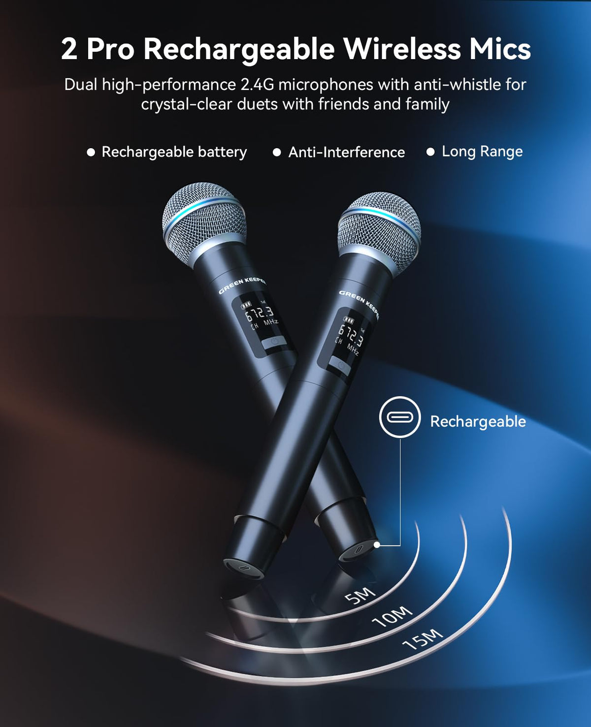 500W Karaoke Machine with 2 Wireless Microphones and Dual 6.5'' Subwoofers G272839