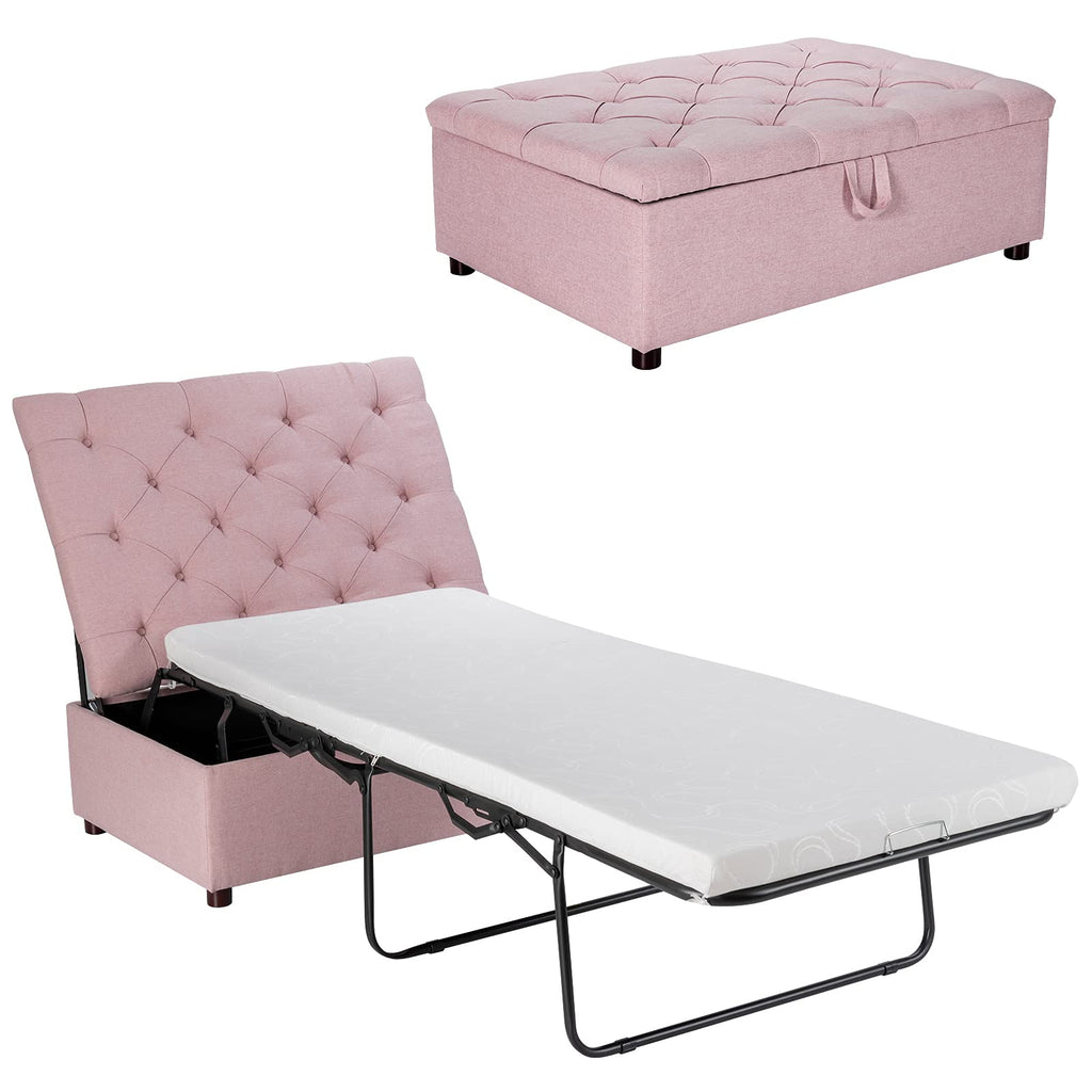 Pink Convertible Sleeper Chair with Mattress L957429