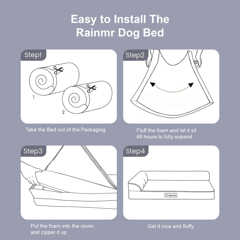 Memory Foam Orthopedic Dog Bed with Removable Waterproof Cover, 35x23 Inches, Light Grey E549985