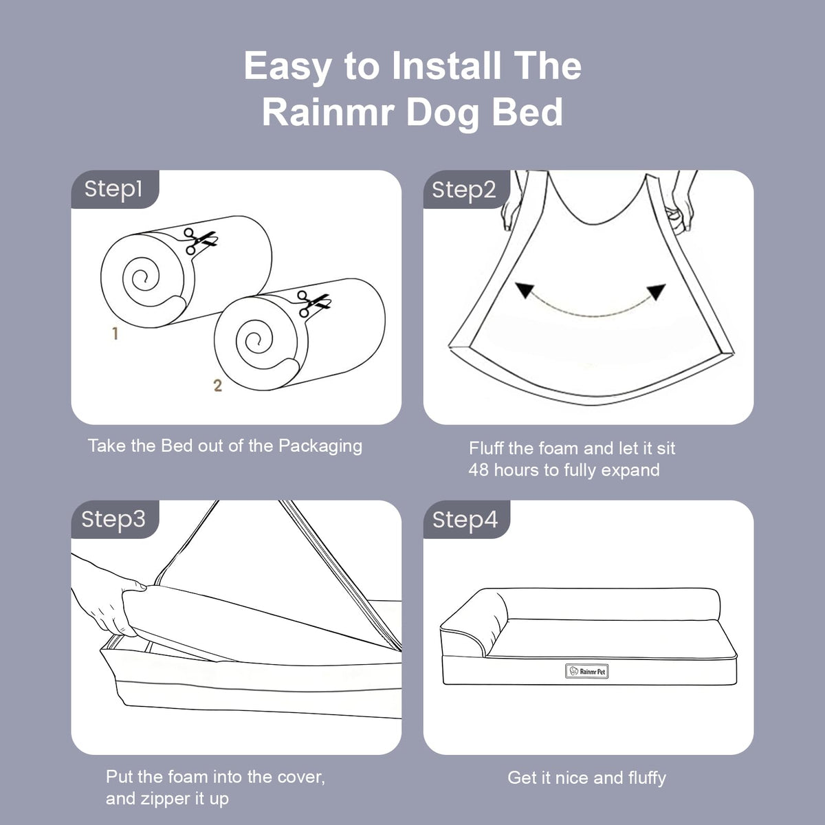 Memory Foam Orthopedic Dog Bed with Removable Waterproof Cover, 35x23 Inches, Light Grey E549985