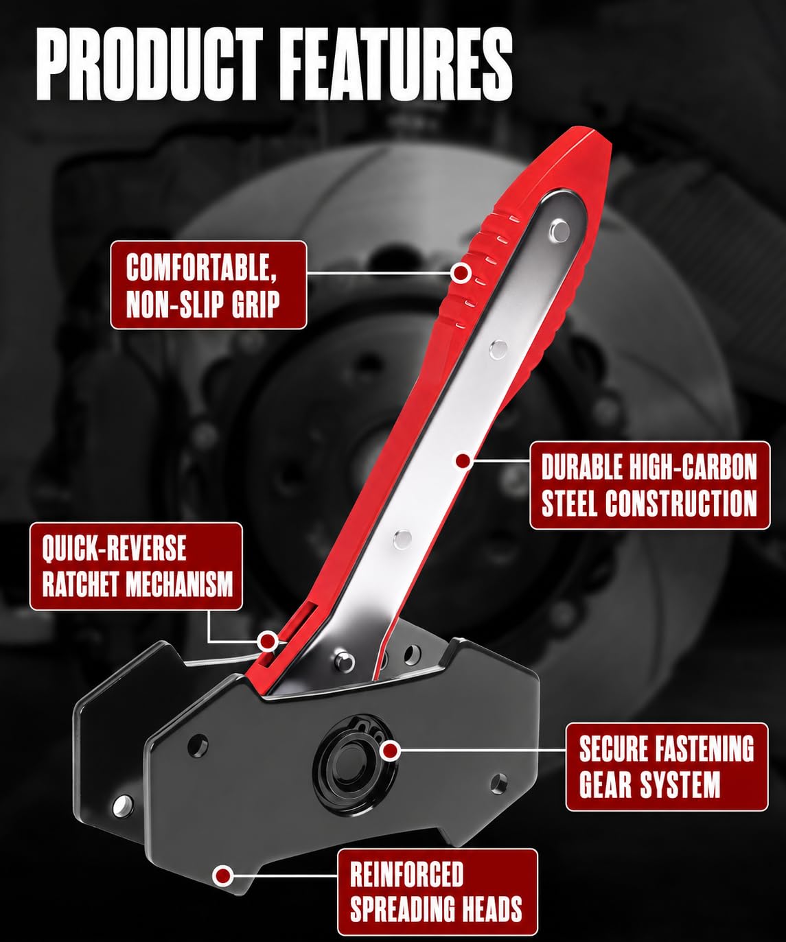 Brake Caliper Compression Tool with 2 Steel Plates and 2 Hooks Q4341
