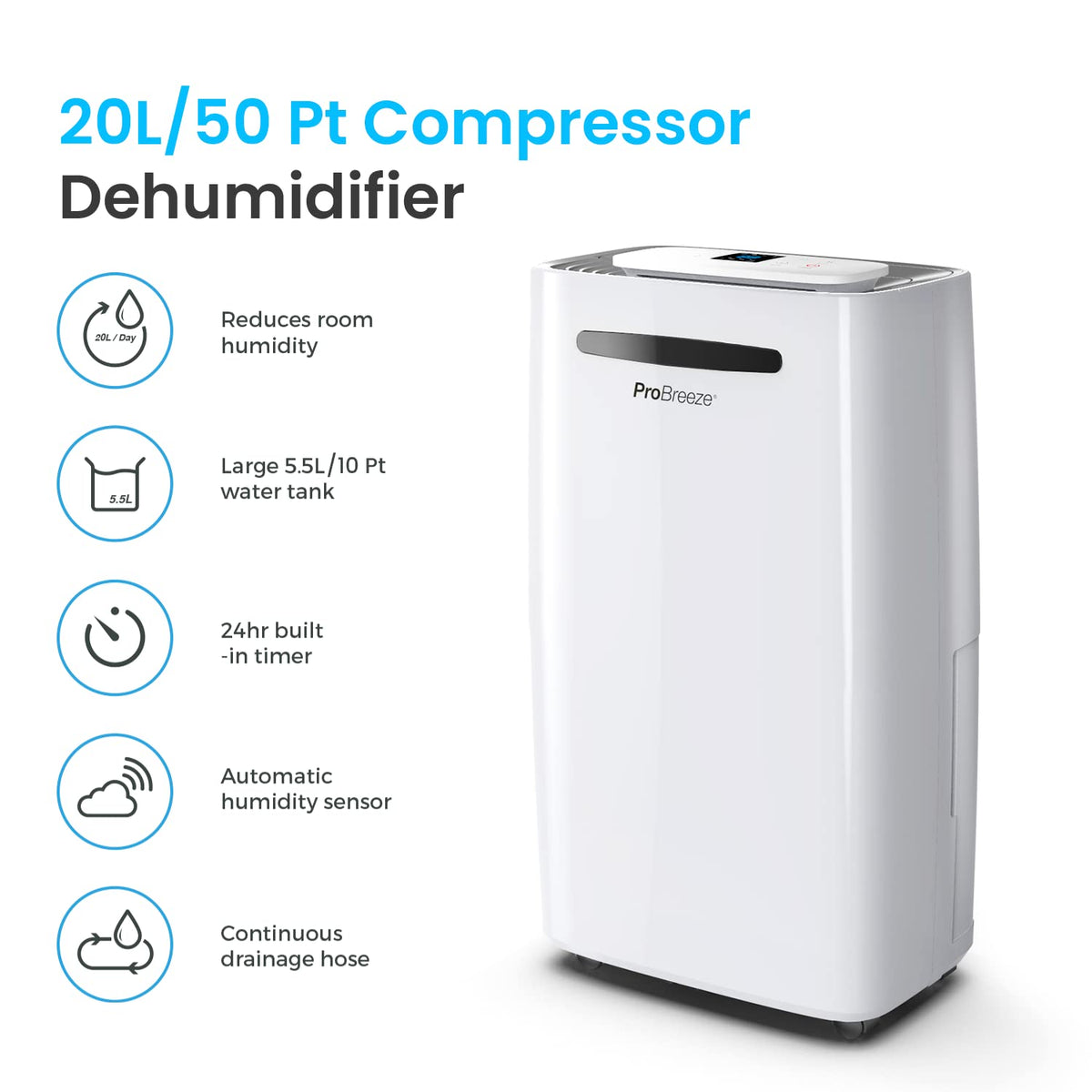 50 Pint Dehumidifier with Continuous Drain Hose V836694