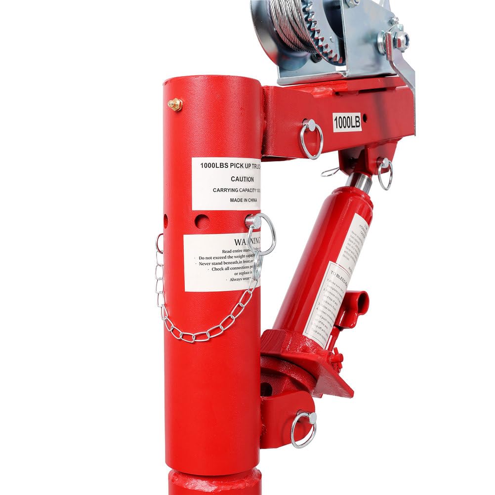 Pickup Truck Crane with Manual Winch, 1000 lb Capacity, Adjustable Boom, 360° Swivel Base, Heavy Duty Steel R9915