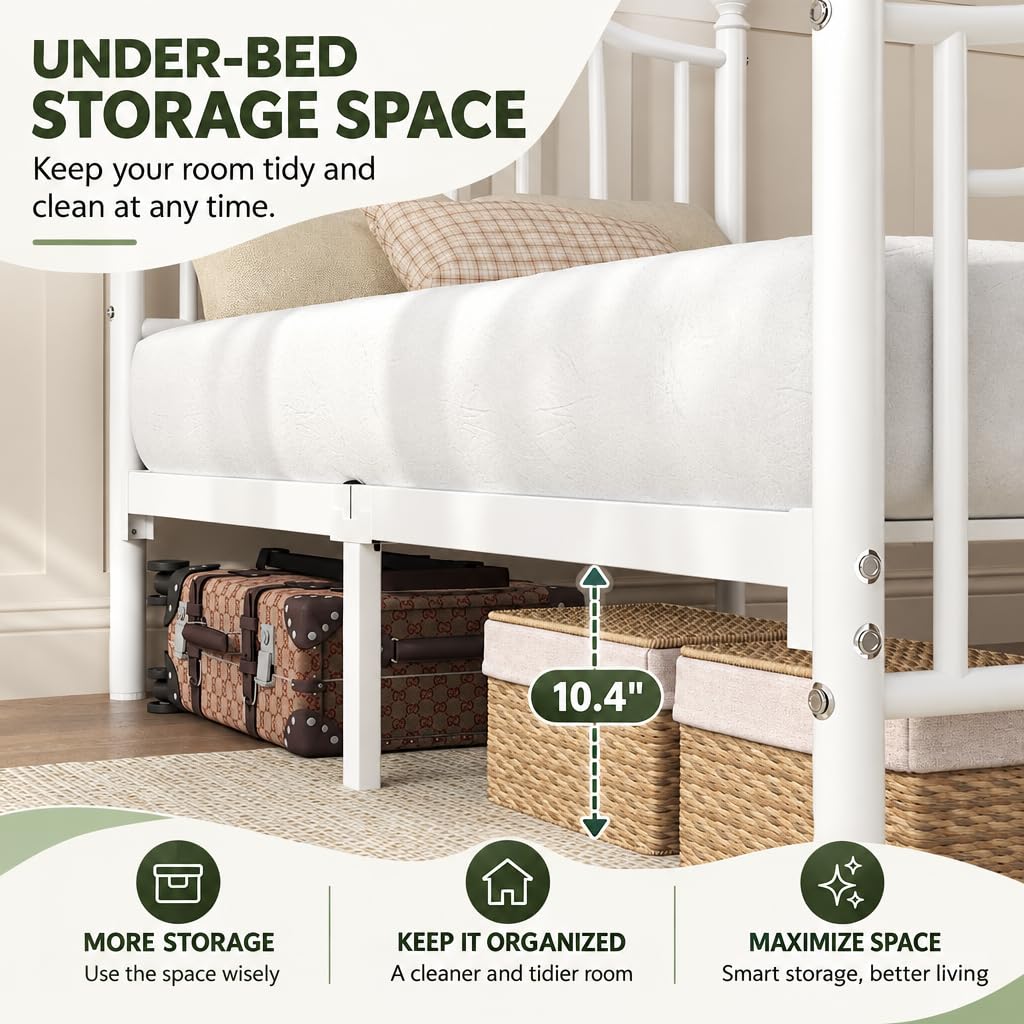 Twin Size Bed Frame with Victorian Headboard & Footboard I77655