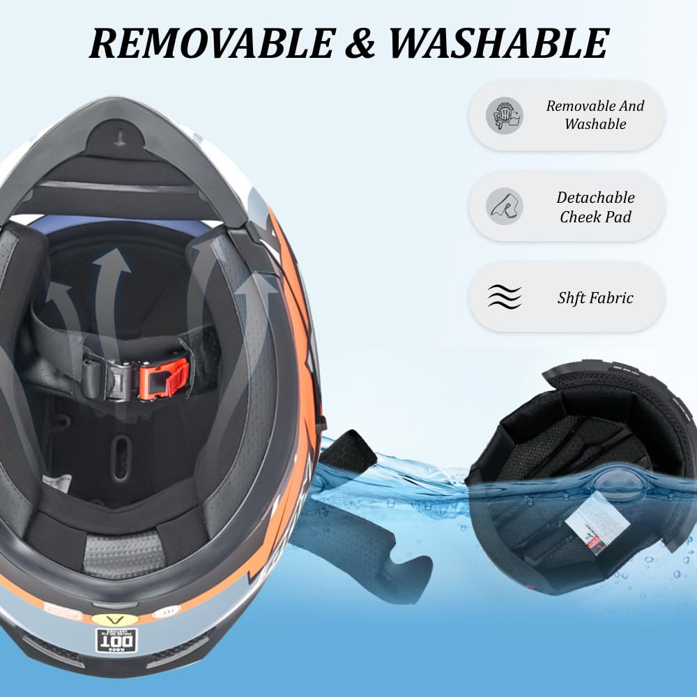 DOT Approved Flip-Up Full Face Modular Motorcycle Helmet with Dual Visors Q96724