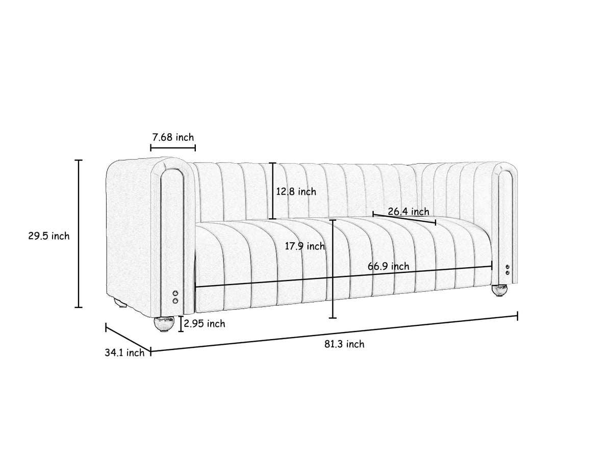 Orange Velvet Tufted 3-Seater Sofa M973