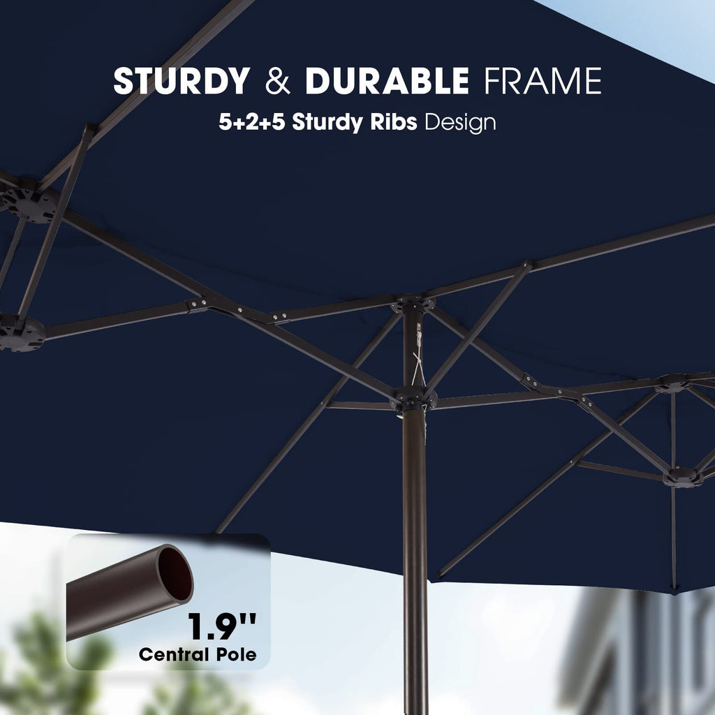 15ft Double-Sided Patio Umbrella with Base O596