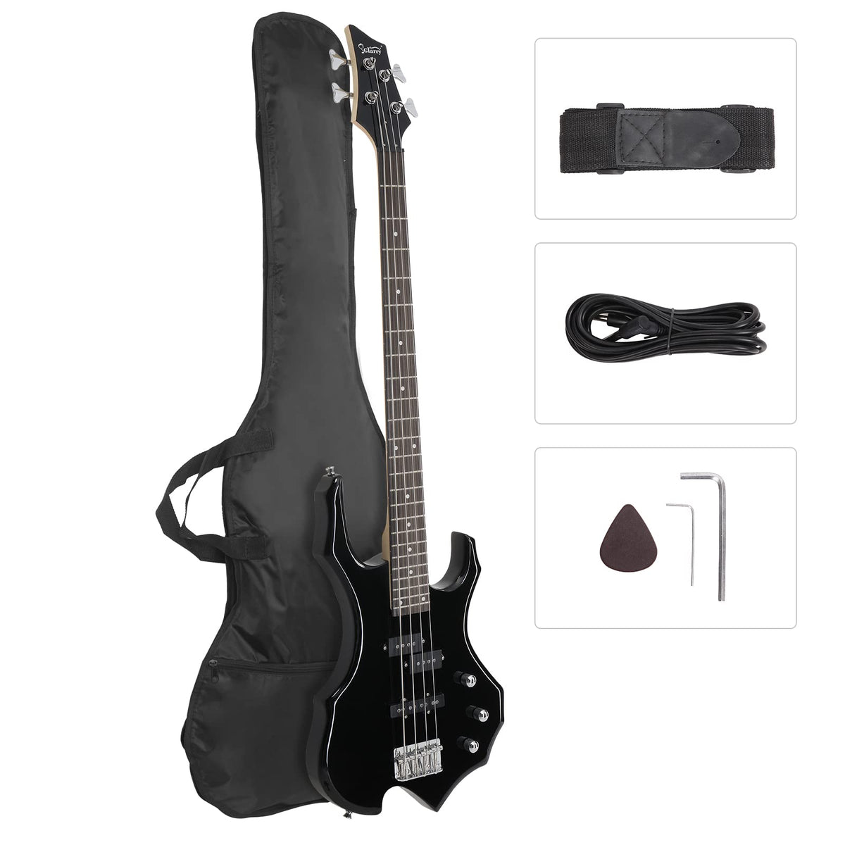 Electric Bass Guitar 4 Strings Full Size Right Hand with Bag W1258