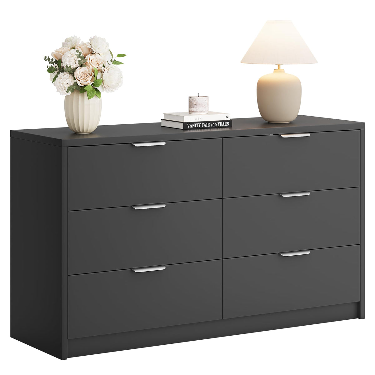 53" Wide 6 Drawer Wood Dresser U897