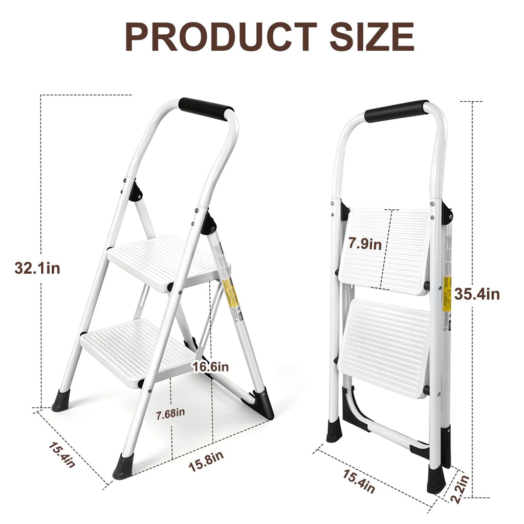 2 Step White Folding Ladder J812358