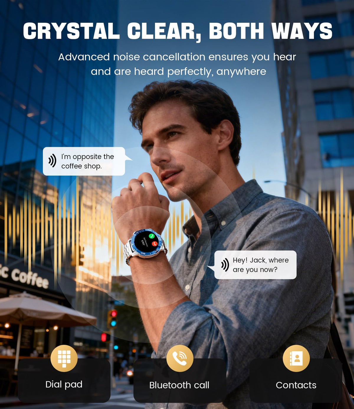 Smart Watch with Heart Rate SpO2 Sleep Monitor IP68 Waterproof Silver Blue 40mm J9107