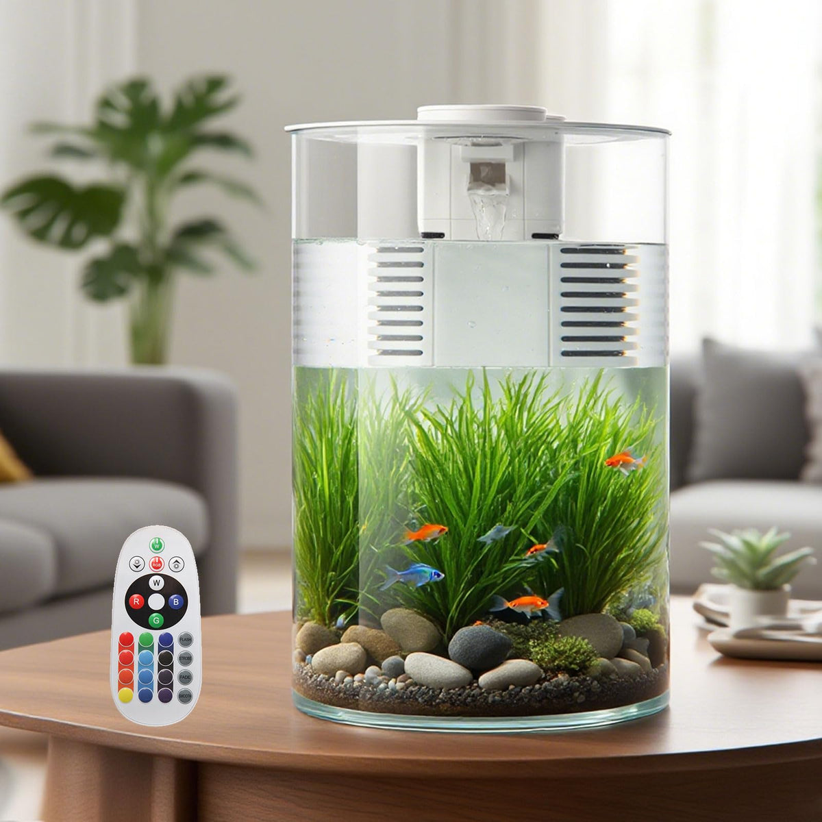 3 Gallon Self Cleaning Fish Tank Aquarium Starter Kit with Filter and Light F535