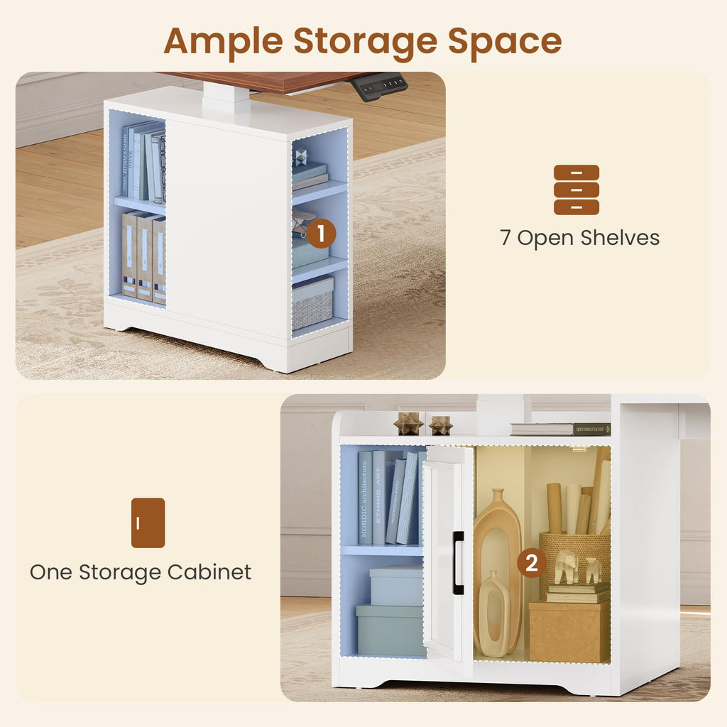 L Shaped Standing Desk with Storage Q4298