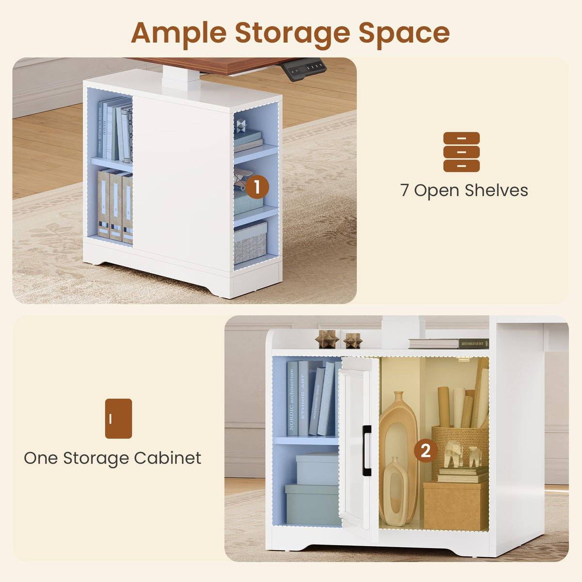L Shaped Standing Desk with Storage Q4298