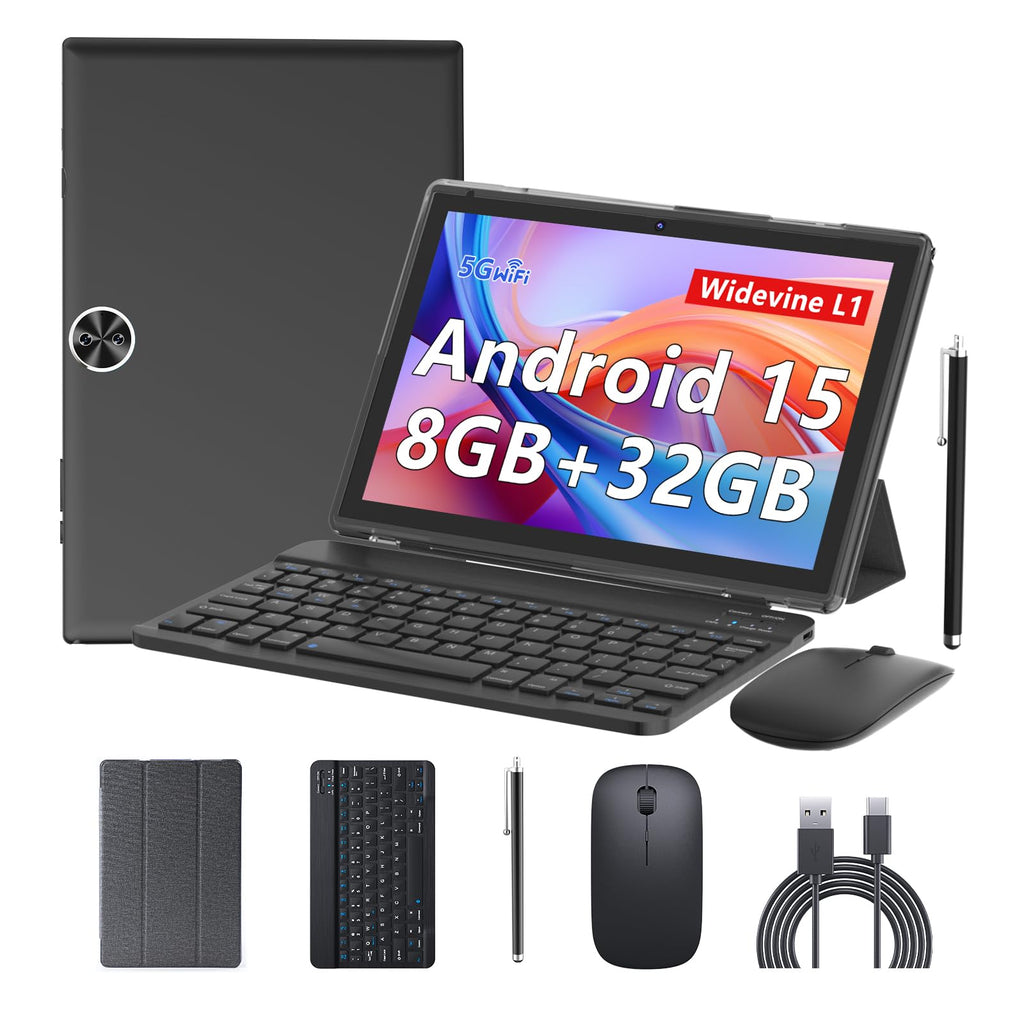 Android 14 2 in 1 Tablet with Keyboard 10 inch 8GB+64GB Black H401325