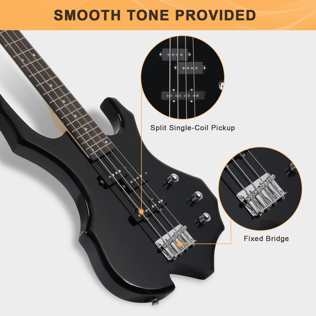 Electric Bass Guitar 4 Strings Full Size Right Hand with Bag W1258