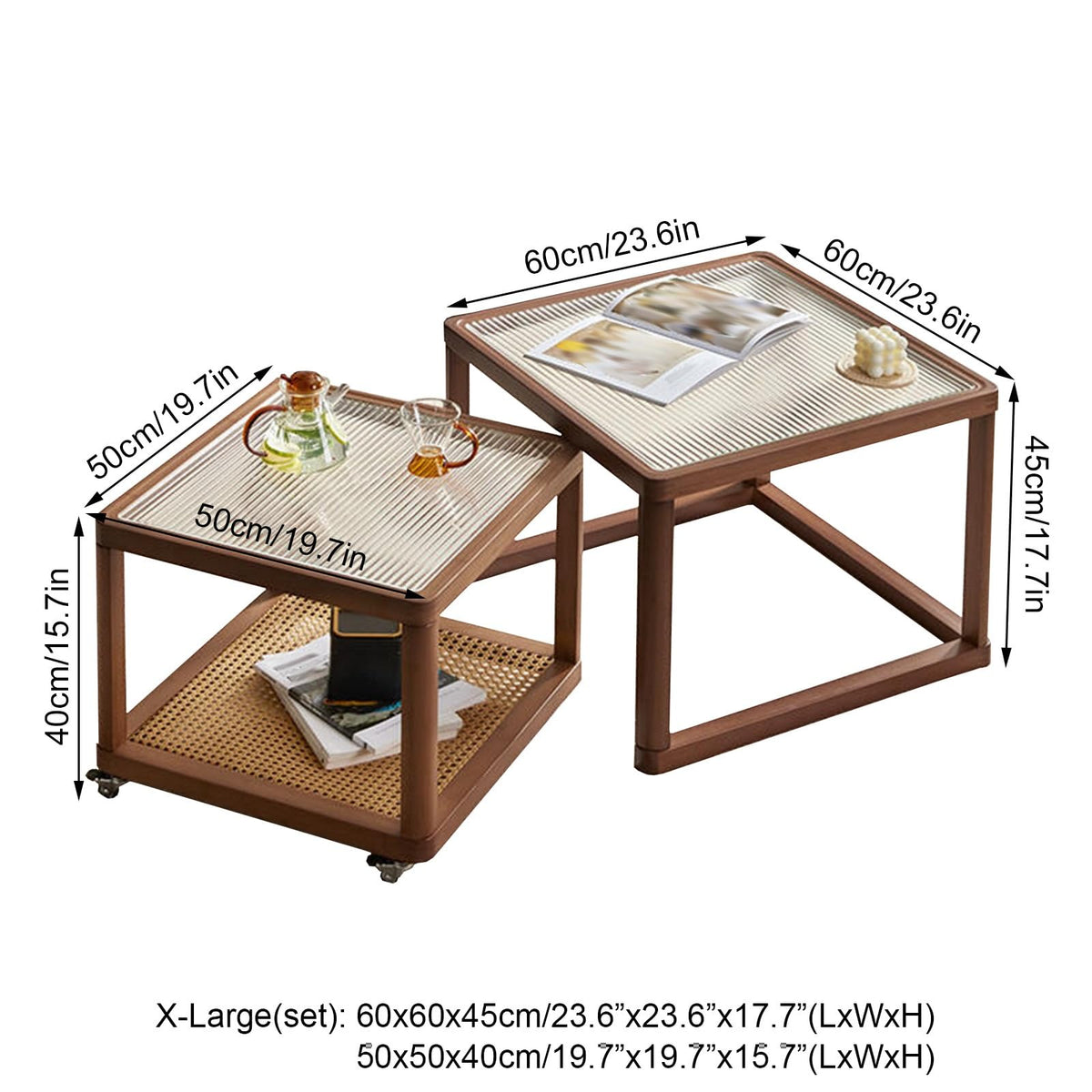 Square Glass Coffee Table Set of 2 G1050