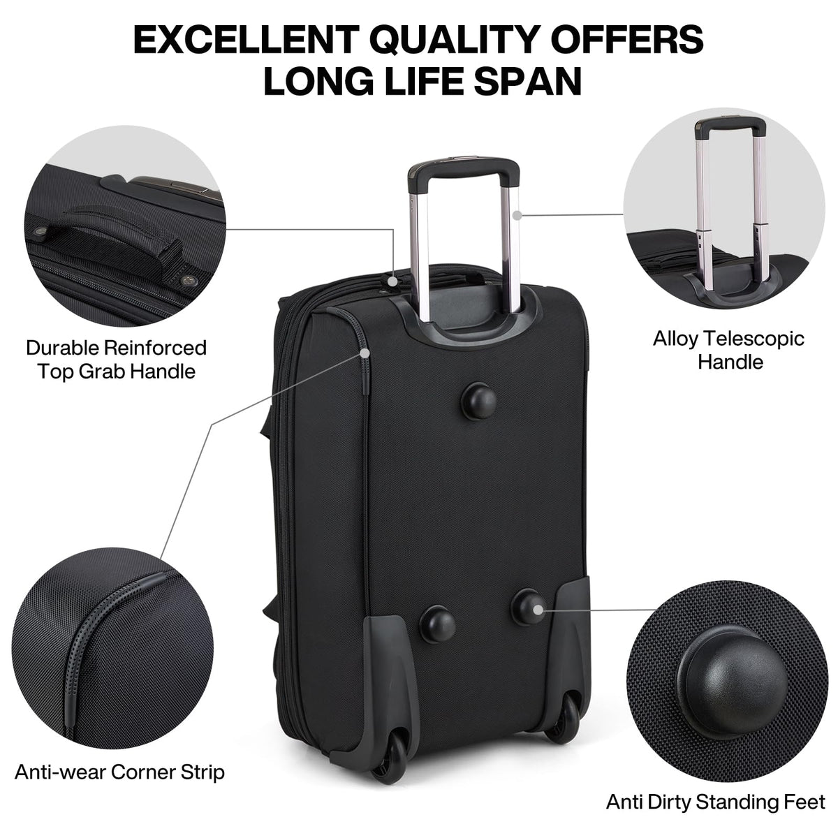 Expandable Carry On Luggage with Wheels Foldable Duffle Bag S5914