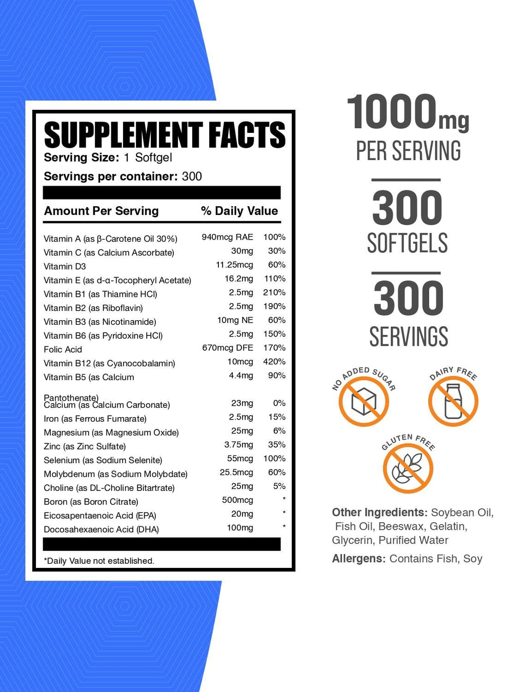 Multivitamin Softgels Gluten Free 300 Count L7767