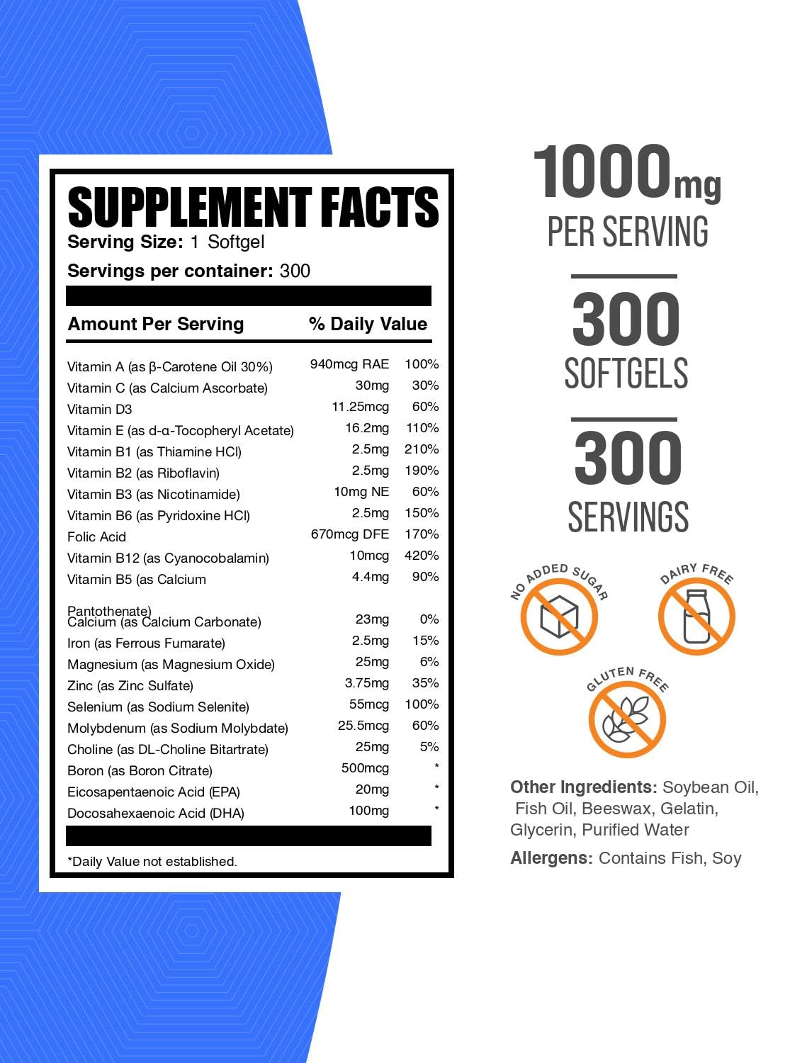 Multivitamin Softgels Gluten Free 300 Count L7767