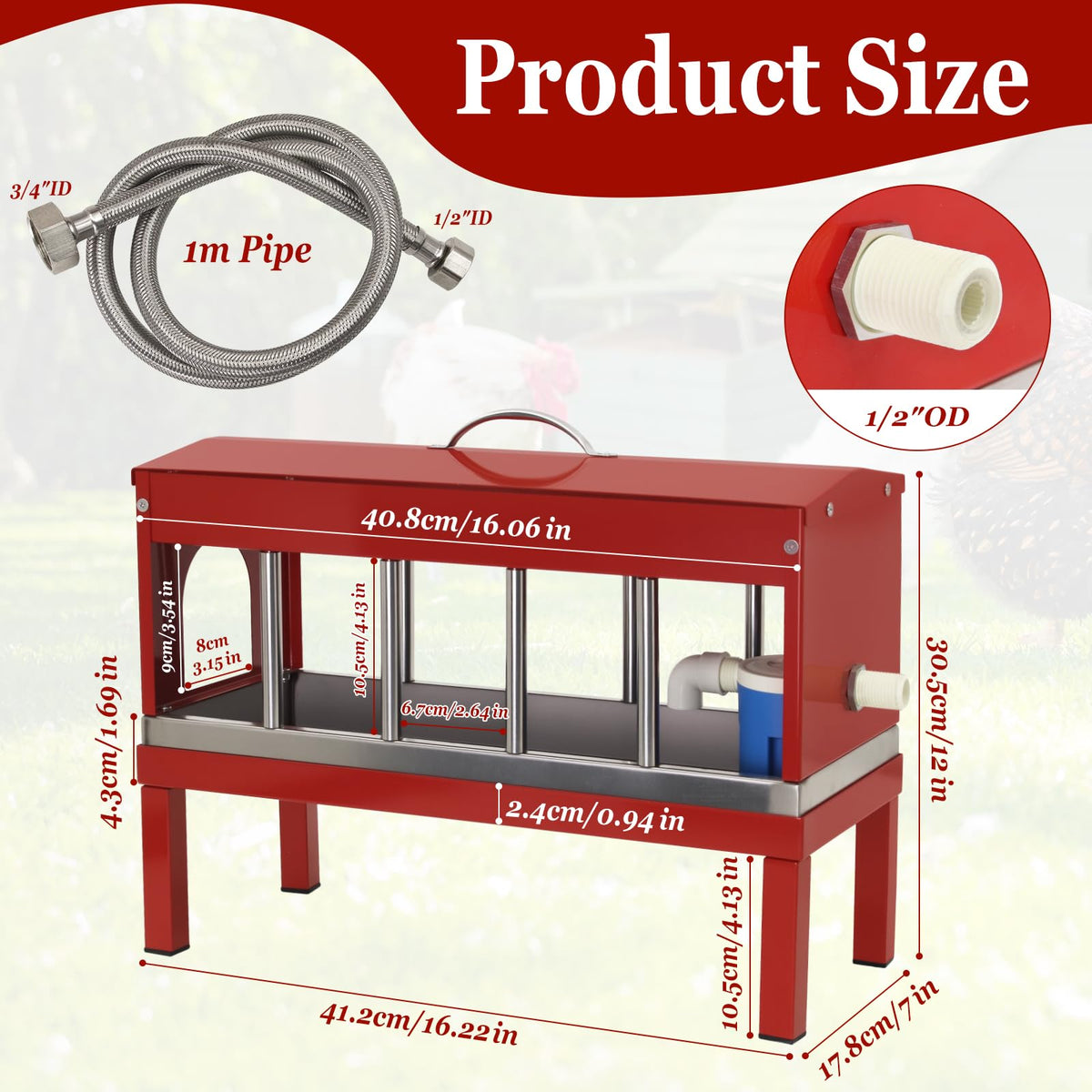 Automatic Stainless Steel Poultry Waterer Dispenser N3473