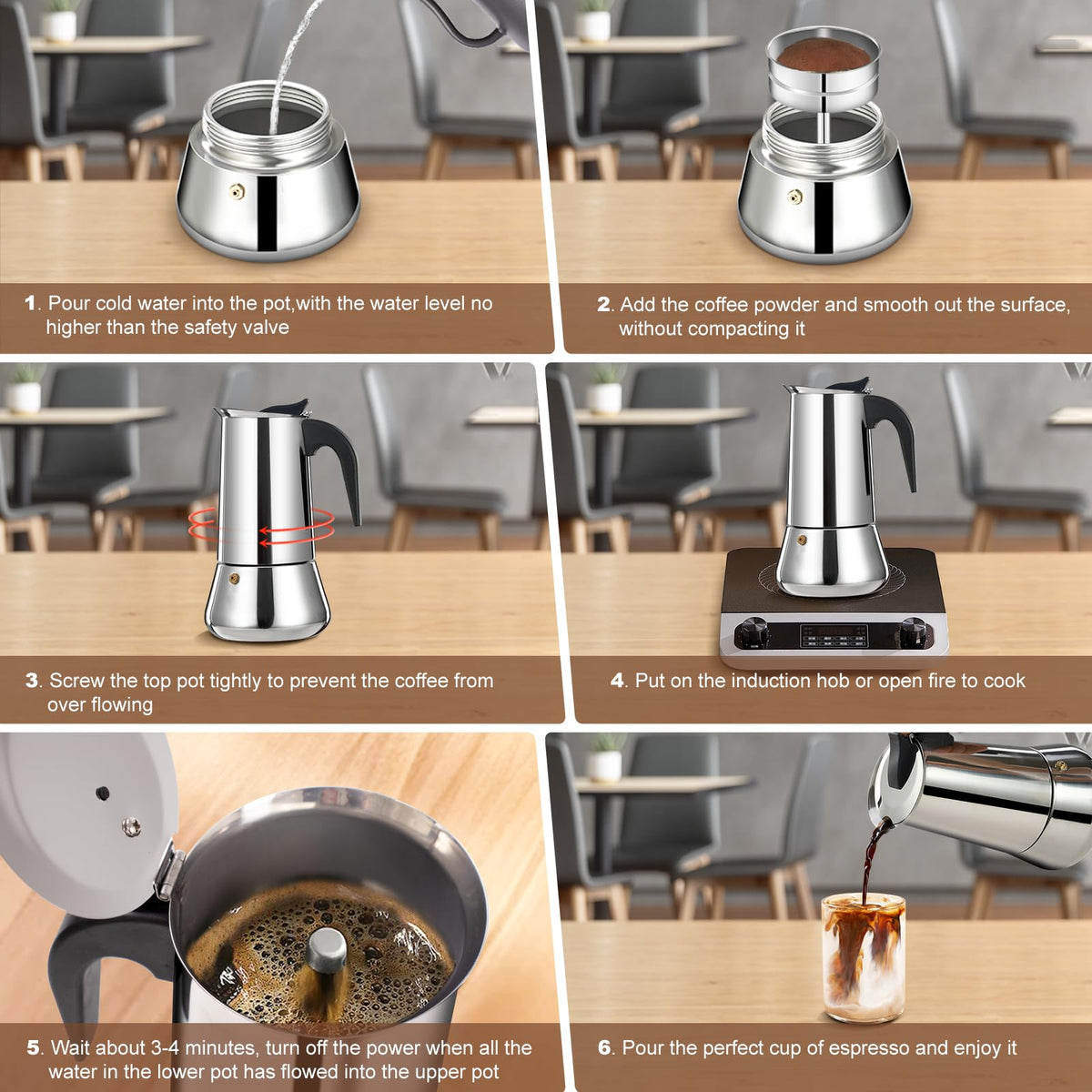 12 Cup Stainless Steel Stovetop Espresso Maker Moka Pot Z513