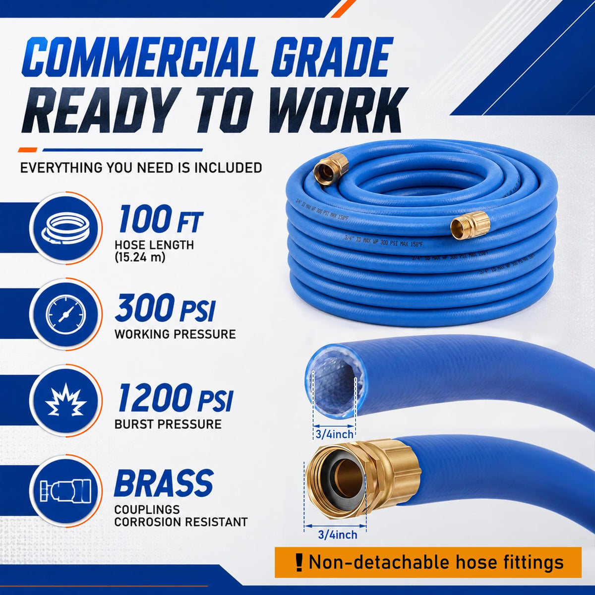 3/4" x 100 ft Lightweight Flexible Garden Hose B688655
